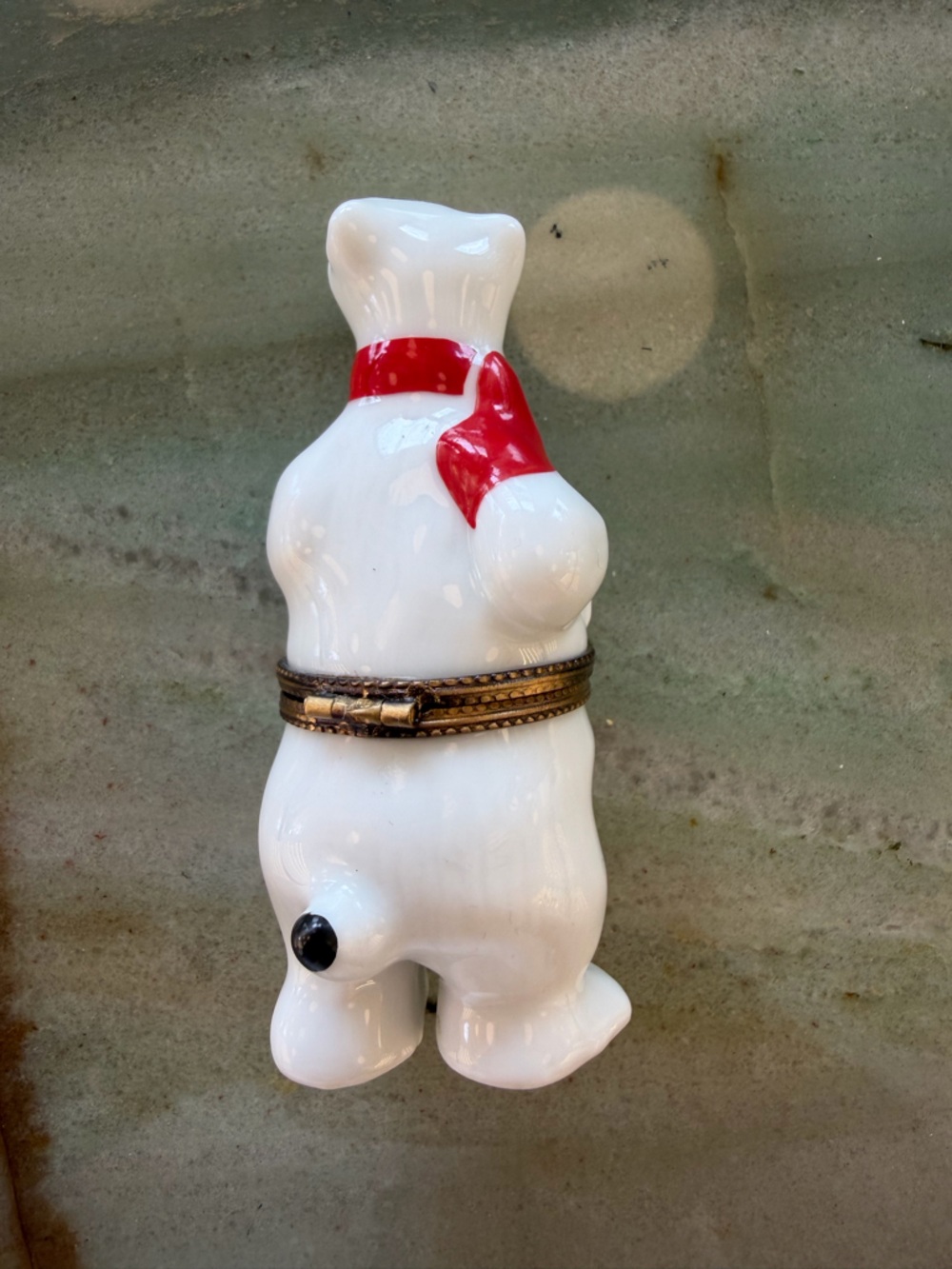 LIMOGES France Handmade Polar Bear Hinged Porcelain Trinket Box Hand Painted - Picture 5 of 7